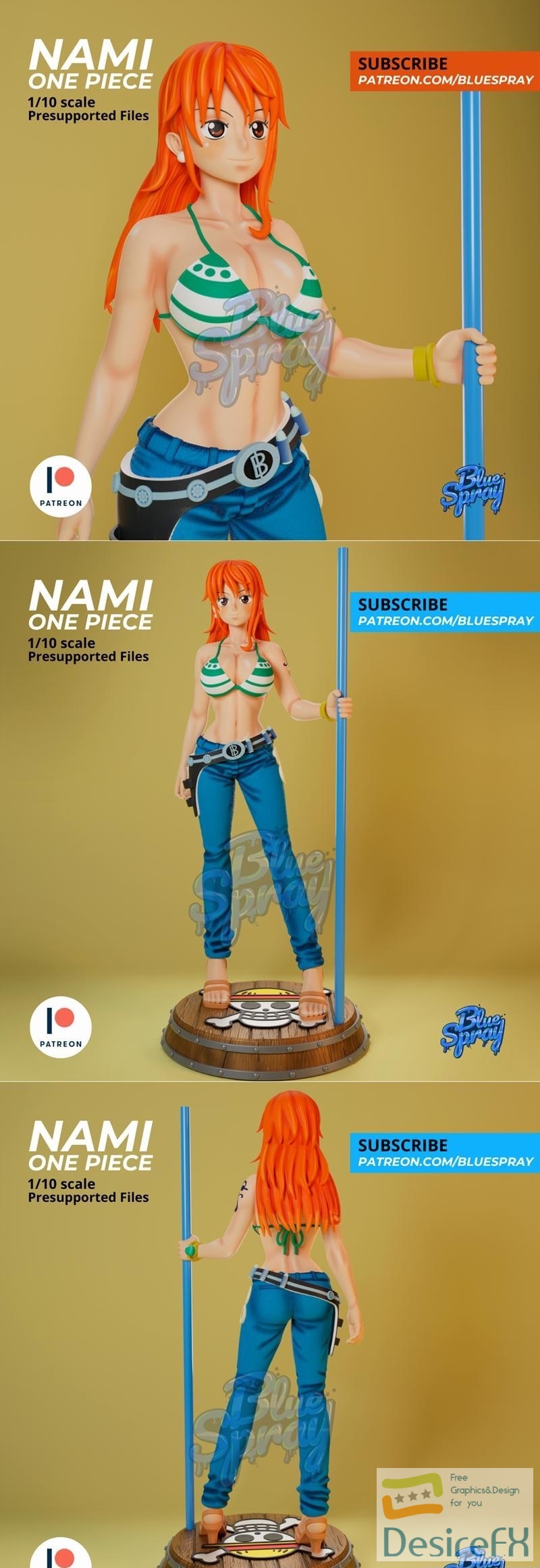 Blue Spray - Nami One Piece 3D Print