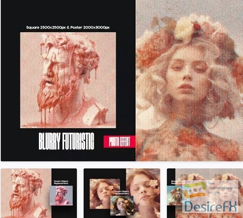Blurry Futuristic Square And Poster Photo Effect - D8KQ7WM