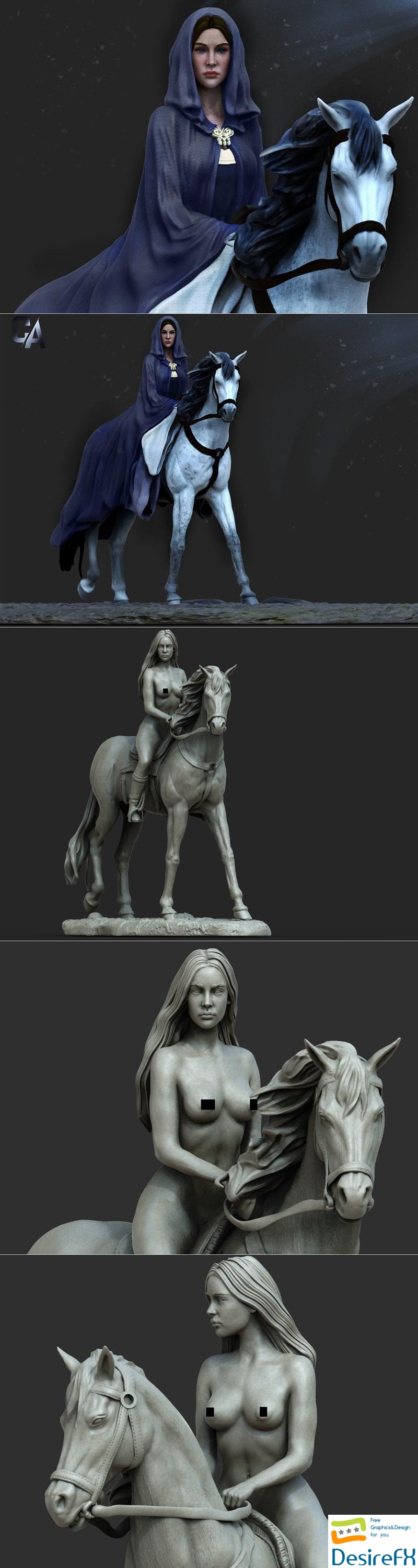 Ca 3d Studios - Arwen statue on horse Standart and NSFW Version 3D Print