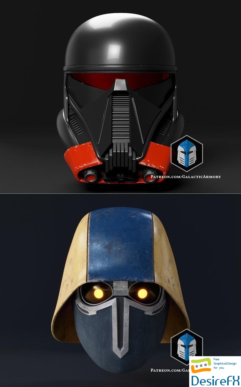 Death Trooper Prototype Helmet and Coruscant Security Force Helmet 3D Print