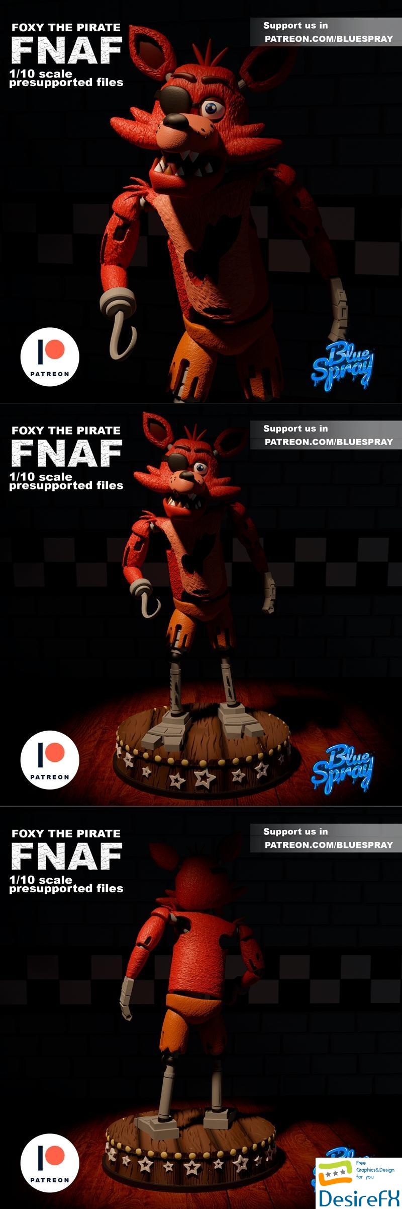 Foxy The Pirate 3D Print