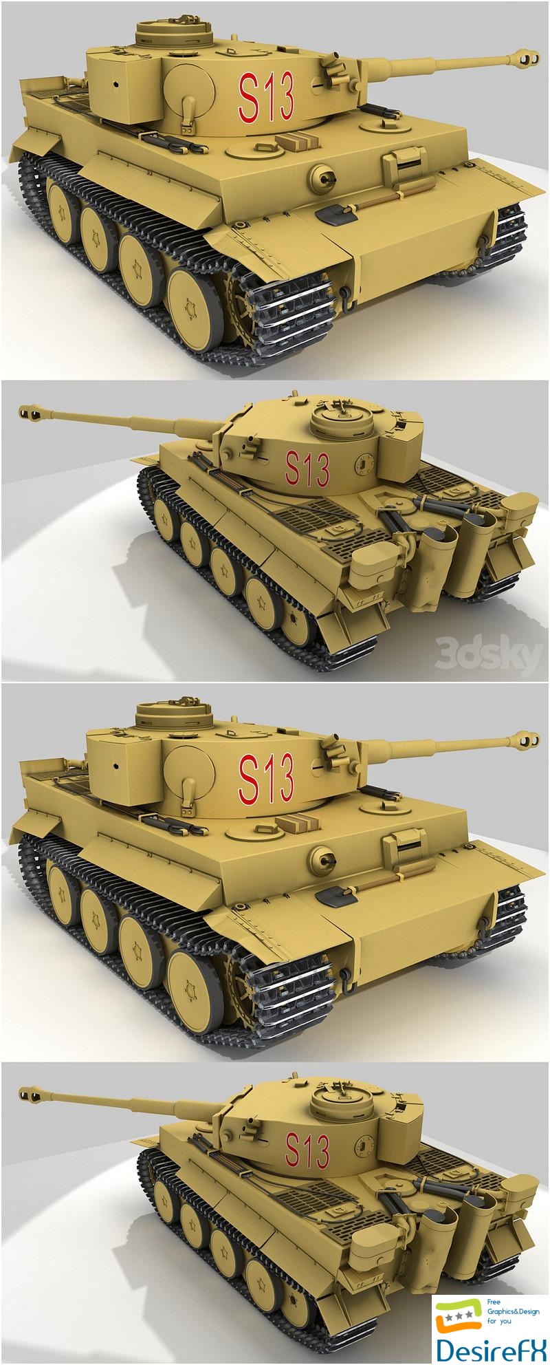 German heavy tank Tiger Ausf E Pz. VI 3D Model