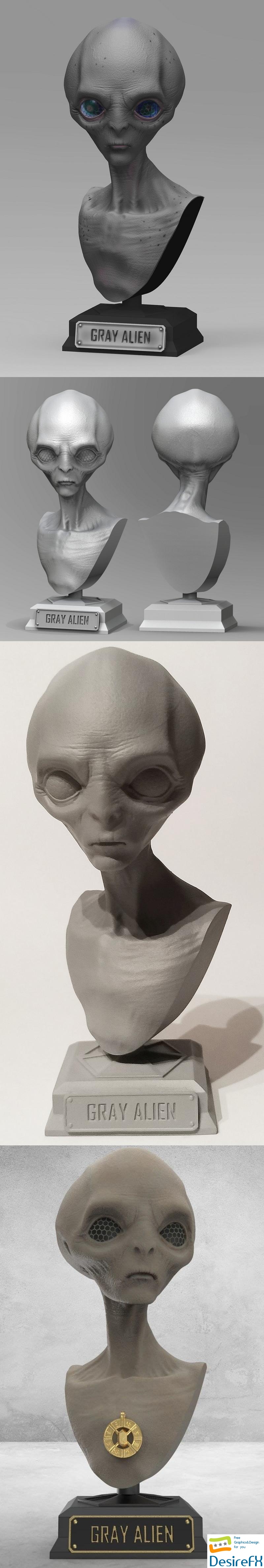 Gray Alien Bust - 3D Print