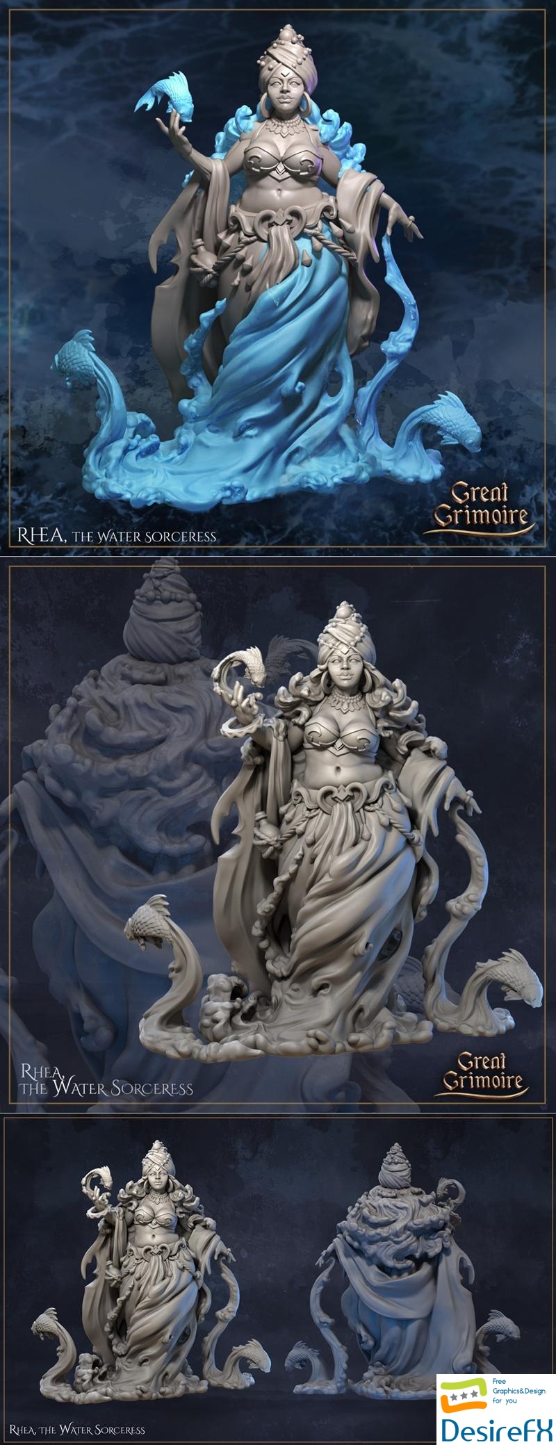 Great Grimoire - Rhea, the Water Sorceress 3D Print