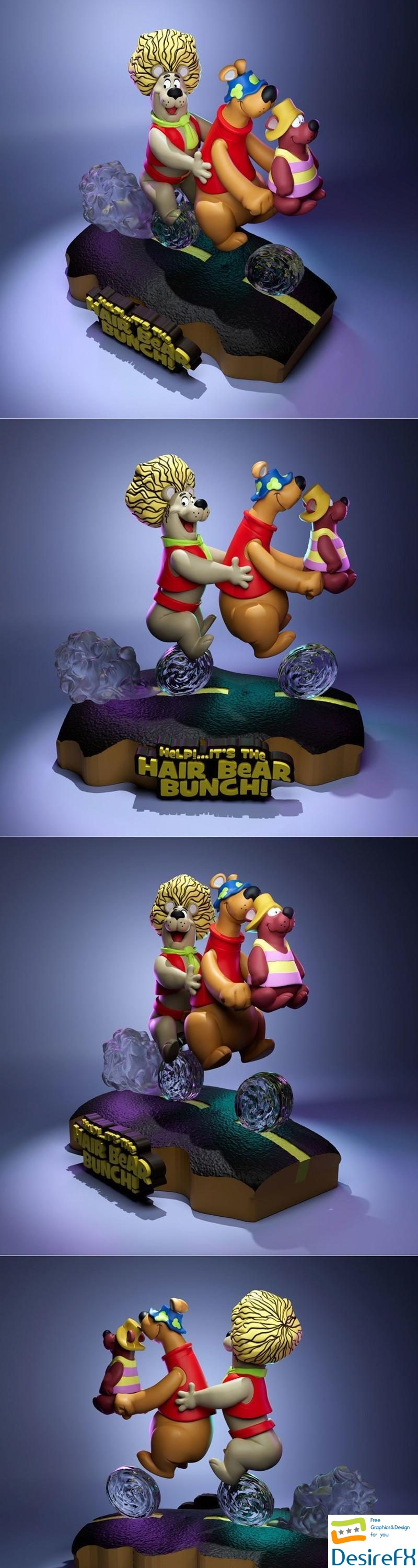 HAir Bear Bunch 3D Print