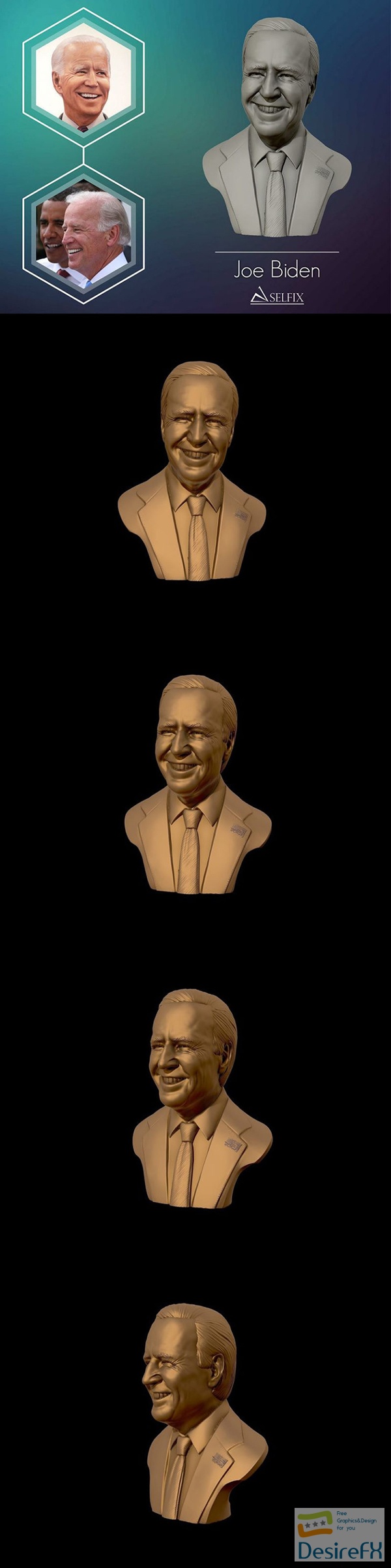 Joe Biden President of the U.S.A 3D Sculpture 3D Print