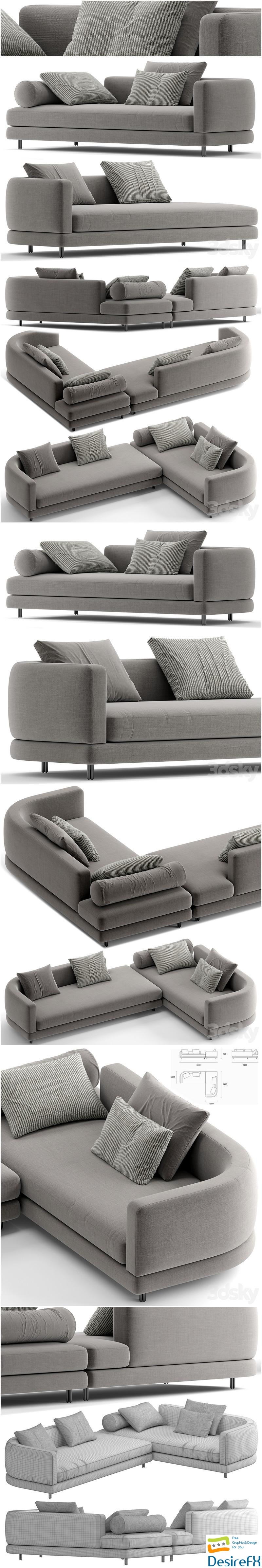 Mononova Plain sofa 2 3D Model