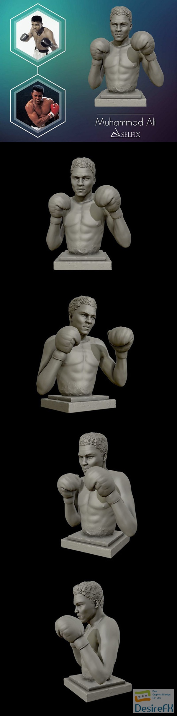 Muhammad Ali American professional boxer 3D Sculpture 3D Print