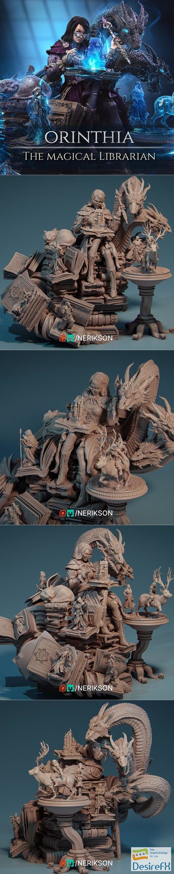 Nerikson – Magical Librarian Orinthia Diorama – 3D Print