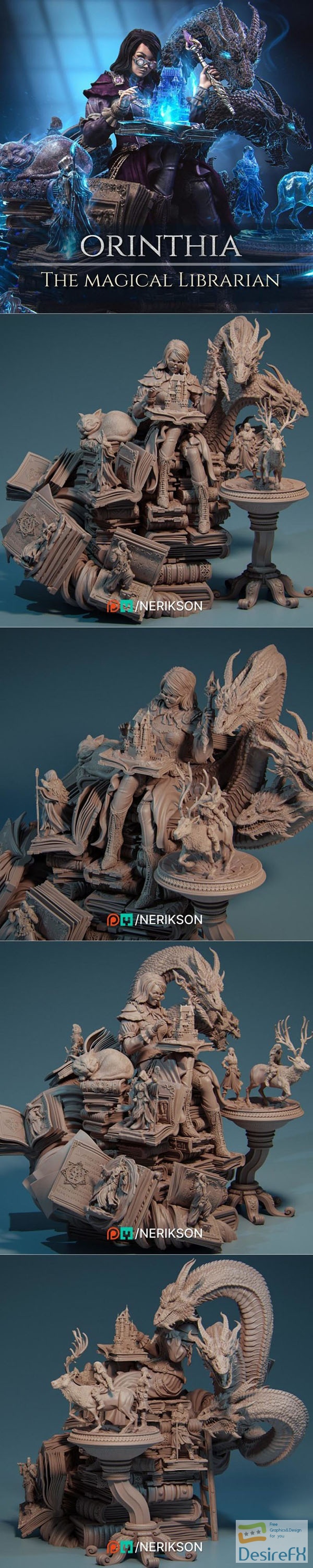 Nerikson – Magical Librarian Orinthia Diorama – 3D Print