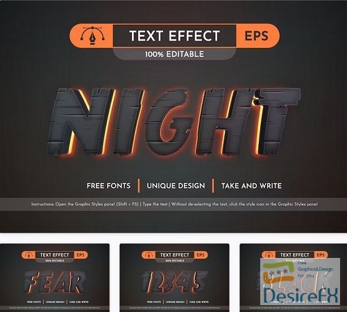 Night - Editable Text Effect - 91553580