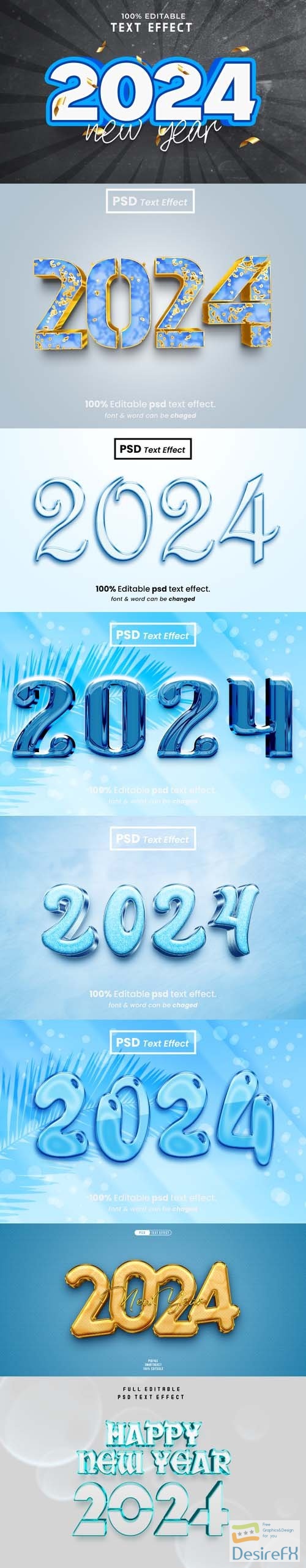 PSD new year 2024 3d editable text effect vol 1