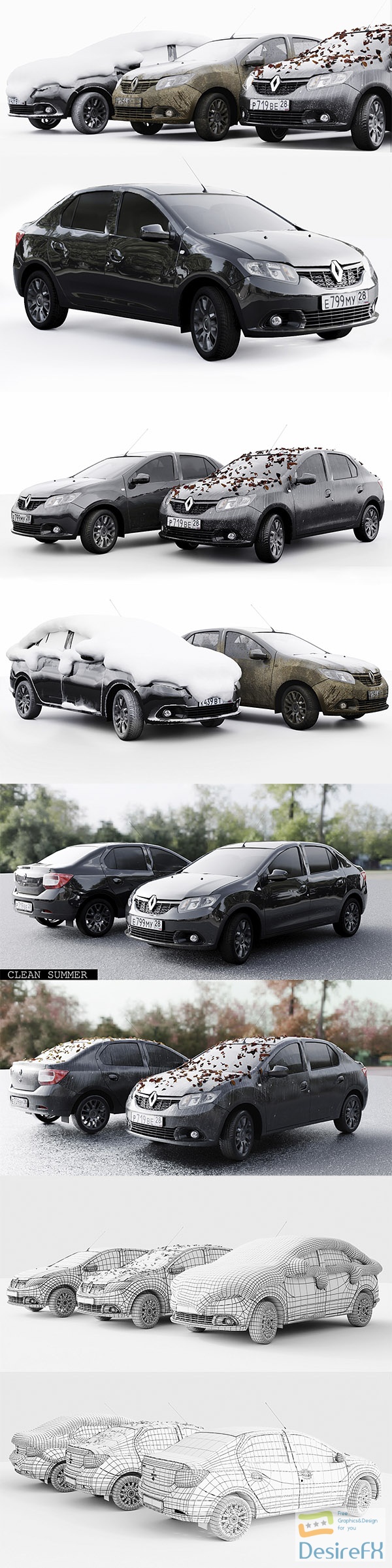 Renault Logan 2016 4 Seasons 3D Model