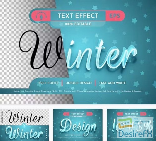 Snowy Winter - Editable Text Effect - 91602667