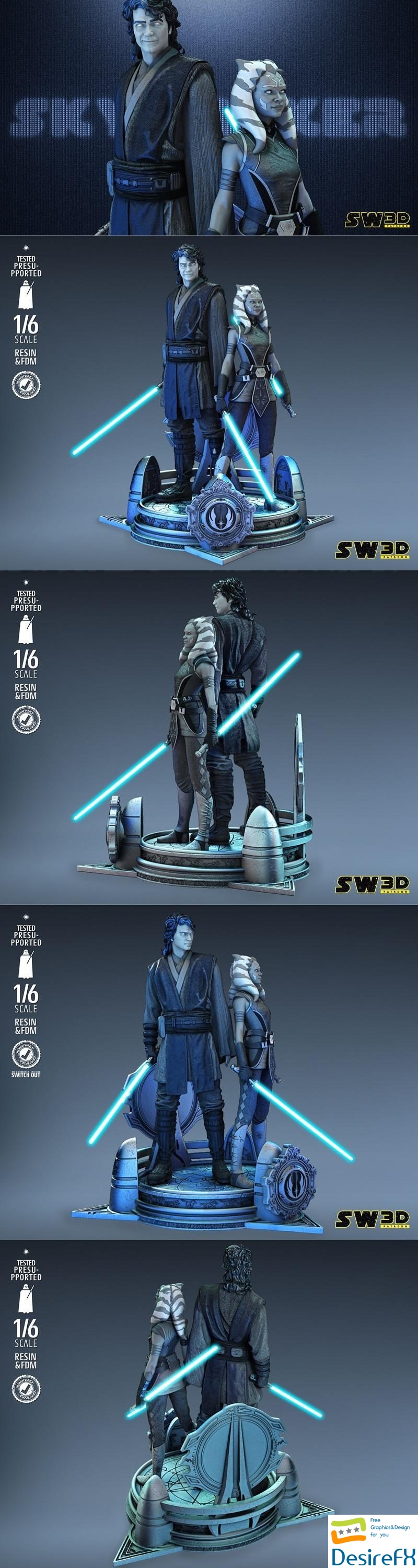 Star Wars - Ahsoka and Anakin Diorama 3D Print