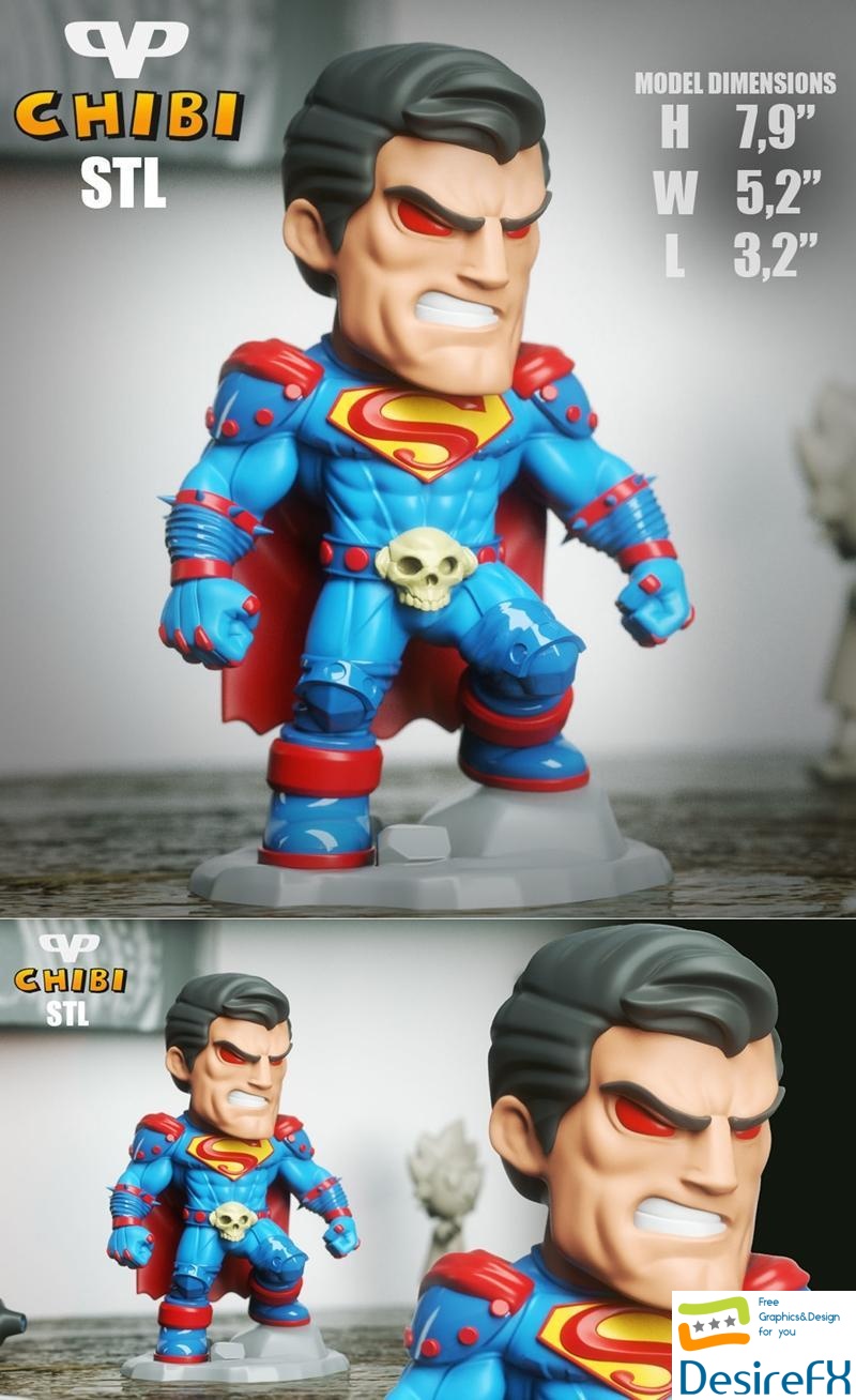 Superman Death Metal Chibi 3D Print