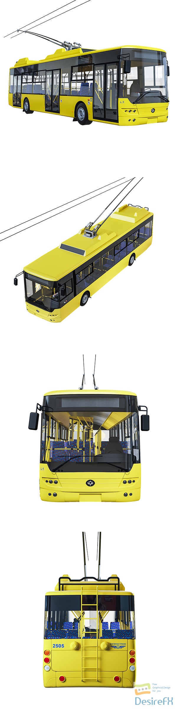Trolley Bus 3D Model