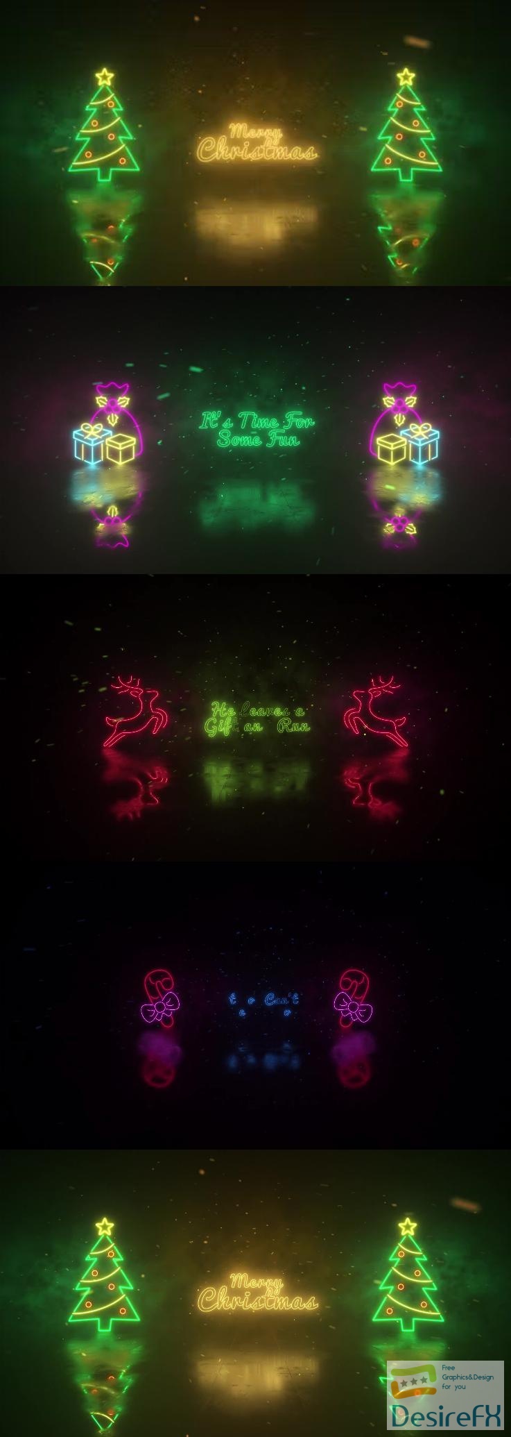 Videohive Christmas Neon Lights Wishes 49330817