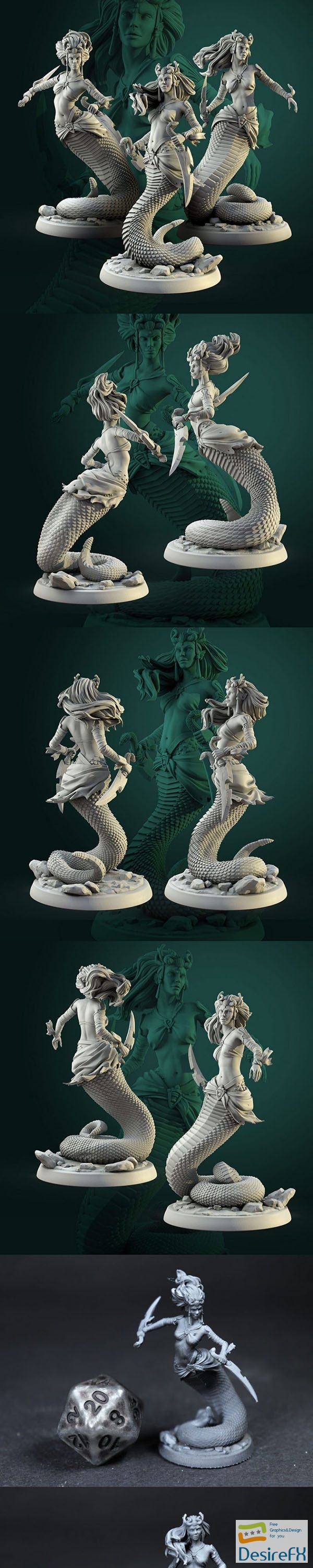 White Werewolf Tavern – Naga Female Warriors Set – 3D Print