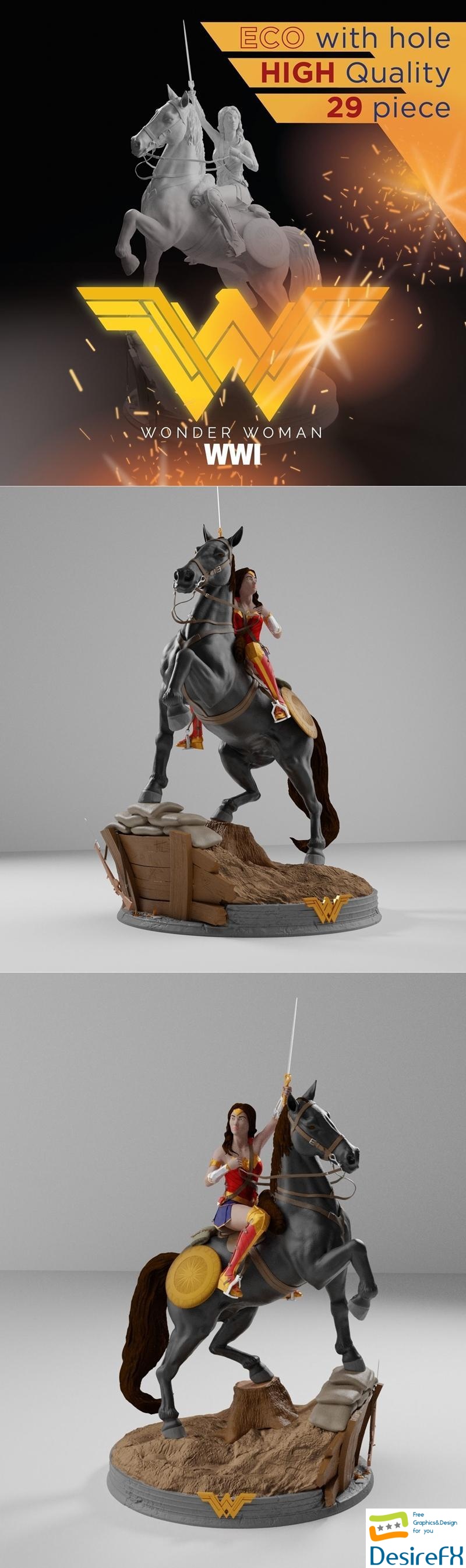 Wonder Woman Diana World War 1 3D Print