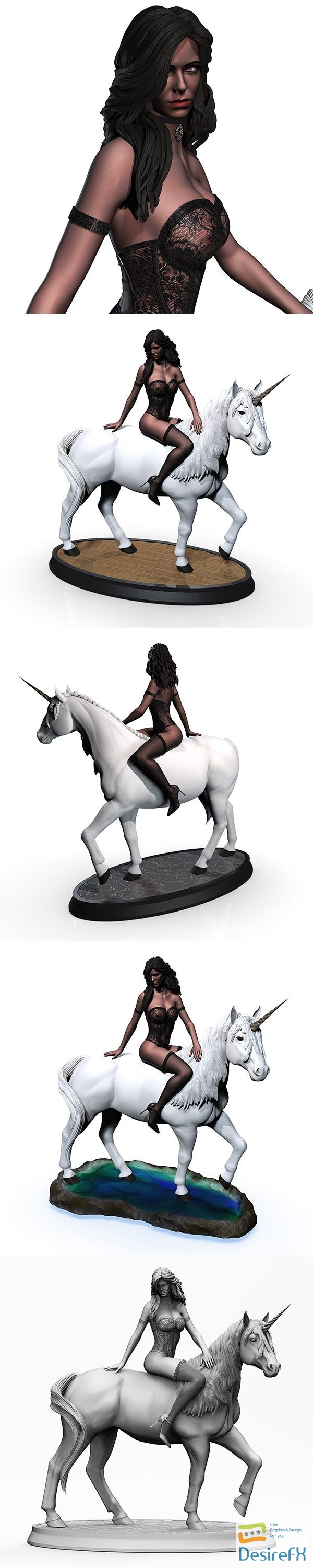 Yennefer Woman Riding Unicorn – 3D Print