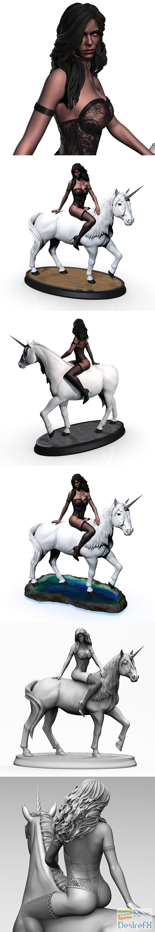 Yennefer Woman Riding Unicorn – 3D Print