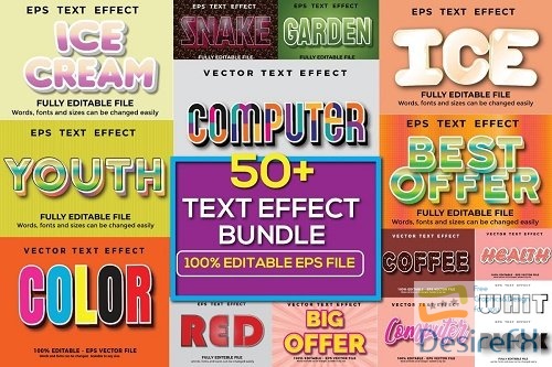 50+ 3D Vector Text Effect Bundle - 53 Premium Graphics