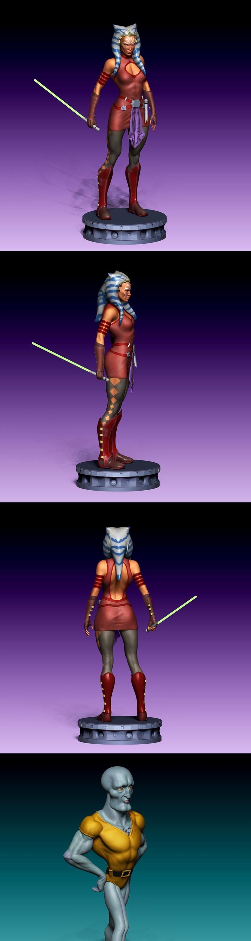 Ahsoka Tano from Star Wars and Handsome Squidward 3D Print