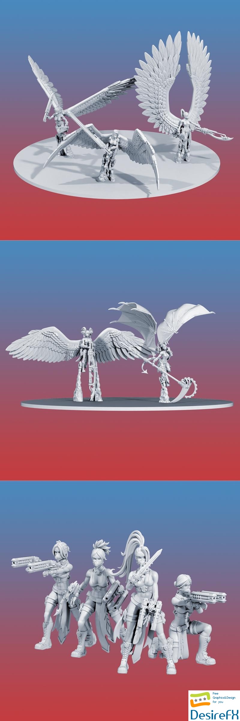 Aurora Vanguard - Flying Elite Sword P01 and Sergeant P07 and Recon Unit P01 3D Print