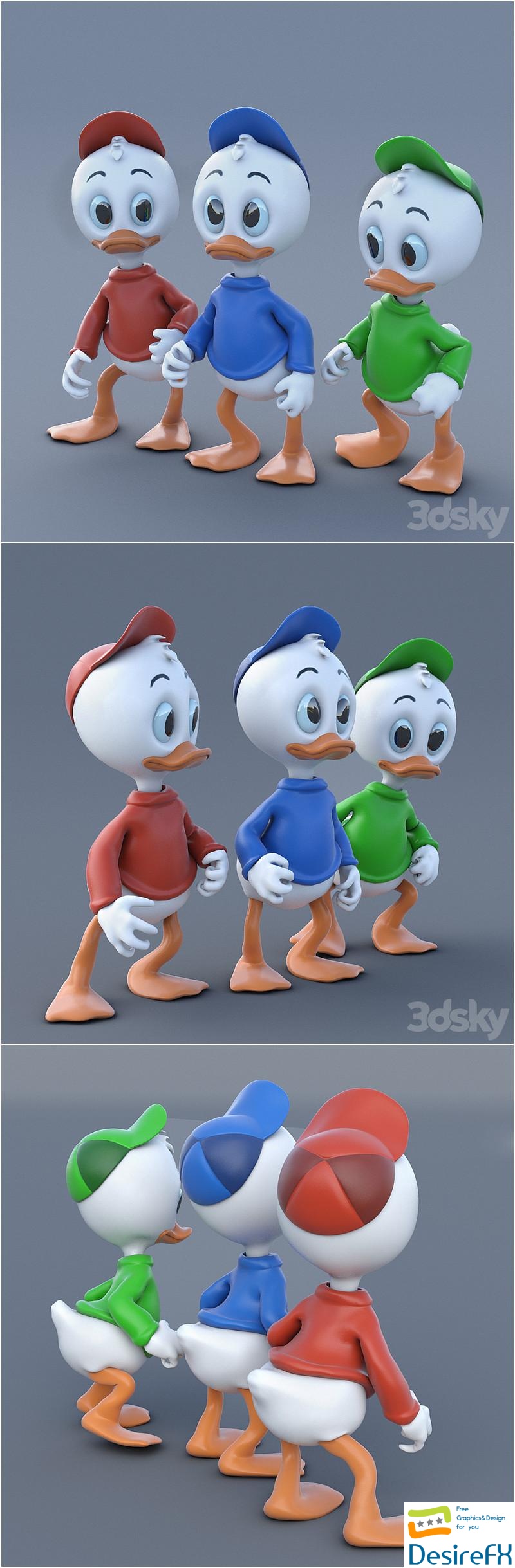 Billy, Willy and Dilly 3D Model