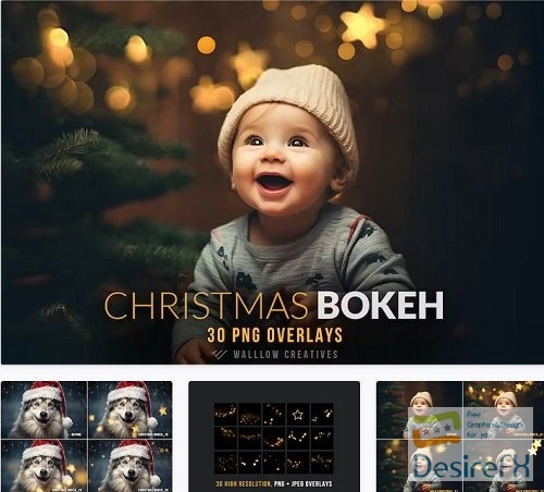 Christmas bokeh light overlay, star bokeh overlays - RRECXSP