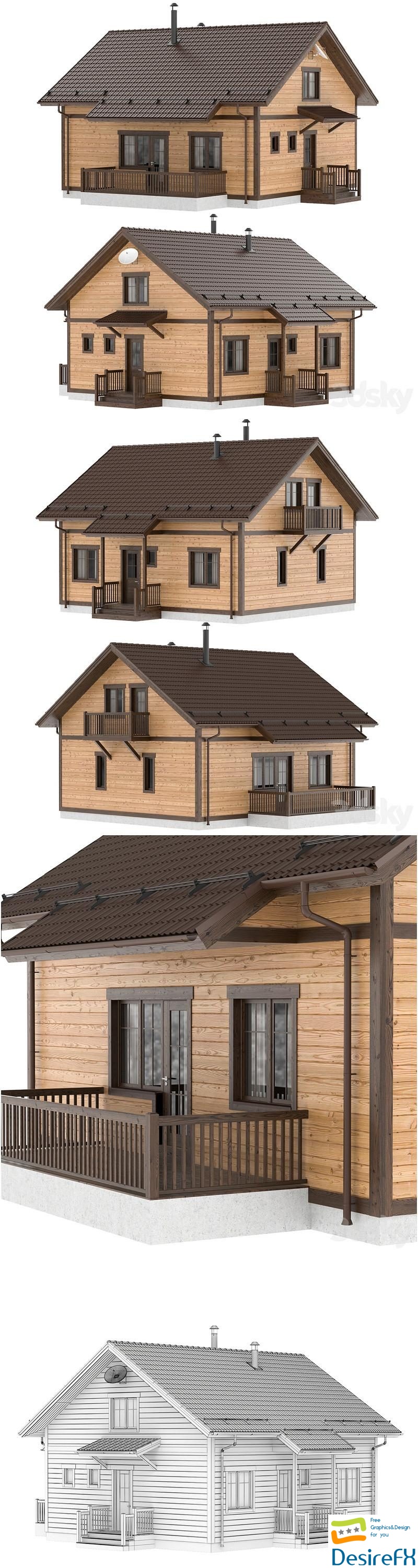 Country wooden house 3D Model