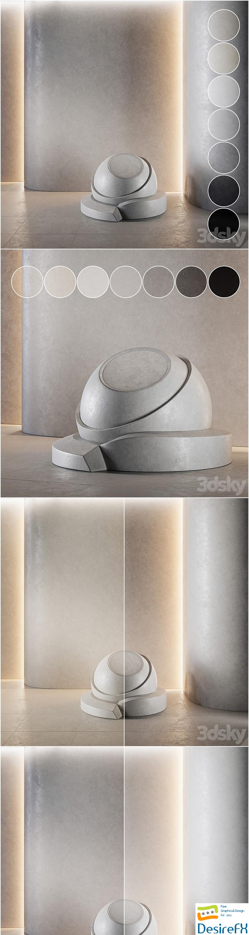 Decorative plaster Concrete set (seamless) 18 3D Model