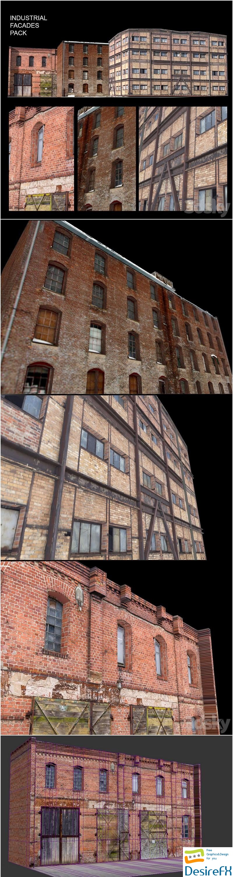 Facade for background vol.5 Industrial area 3D Model