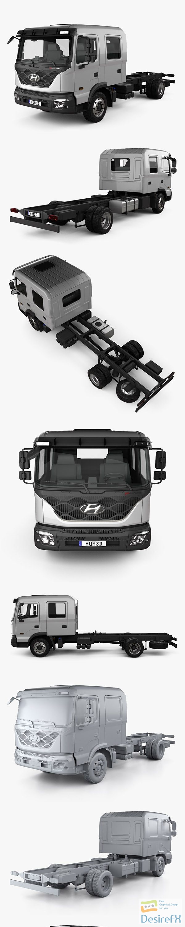 Hyundai Pavise Double Cab Chassis Truck 2019 3D Model