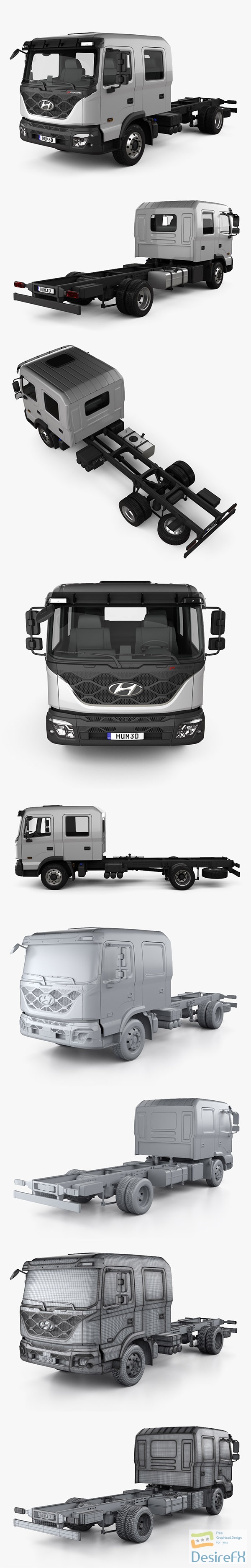 Hyundai Pavise Double Cab Chassis Truck 2019 3D Model