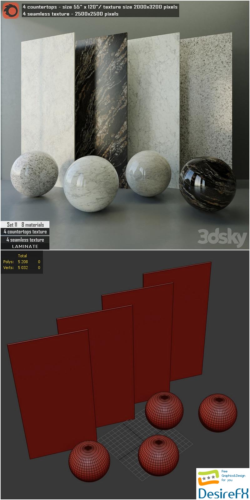 Laminate Countertops and Seamless Texture Set 11 3D Model
