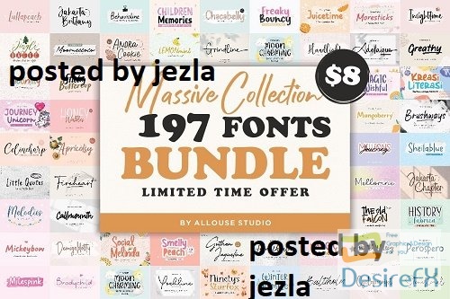 Massive Collection Font Bundle - 197 Premium Fonts