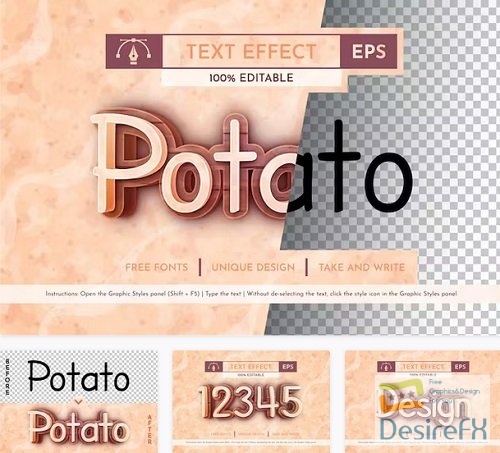 Potato - Editable Text Effect - 91679165