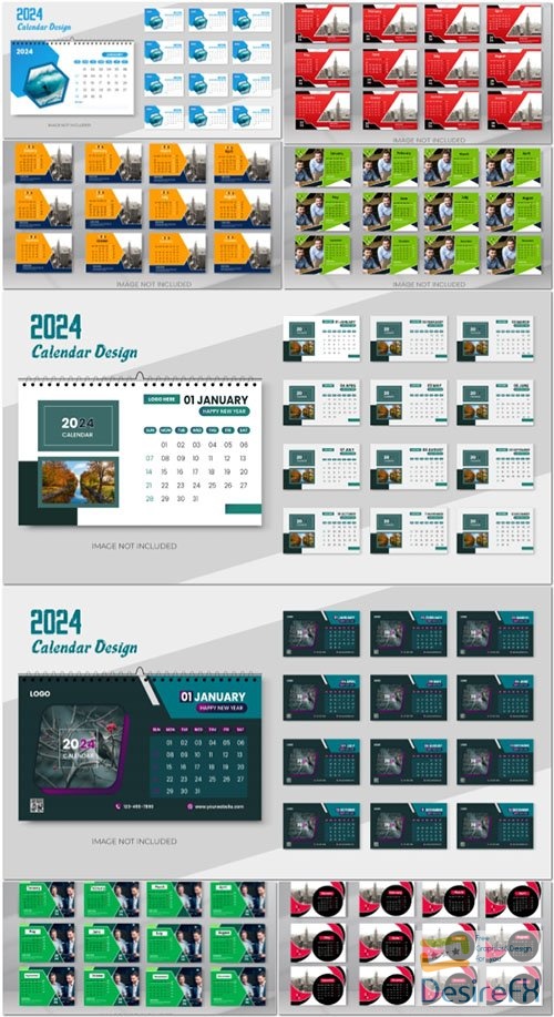 PSD 2024 modern abstract calendar template design