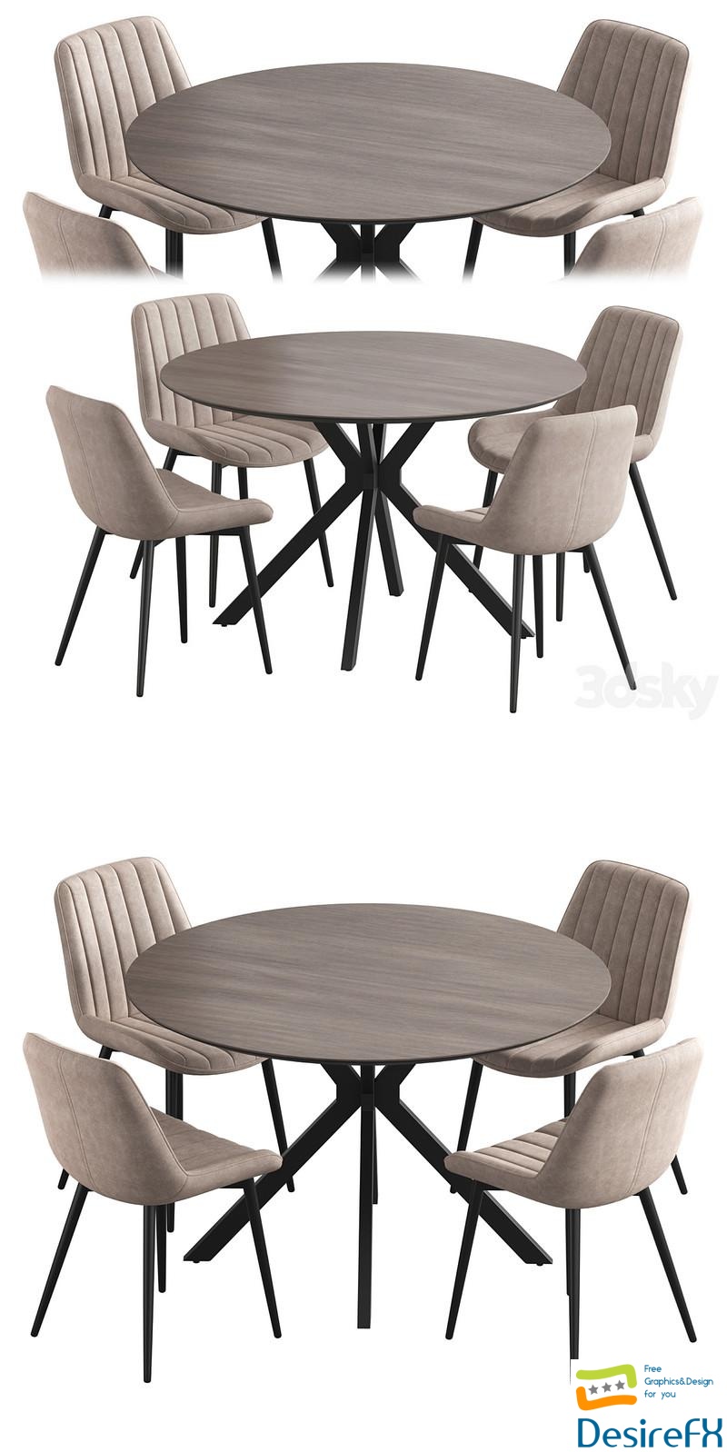 Ralf table Anant chair Dining set 3D Model