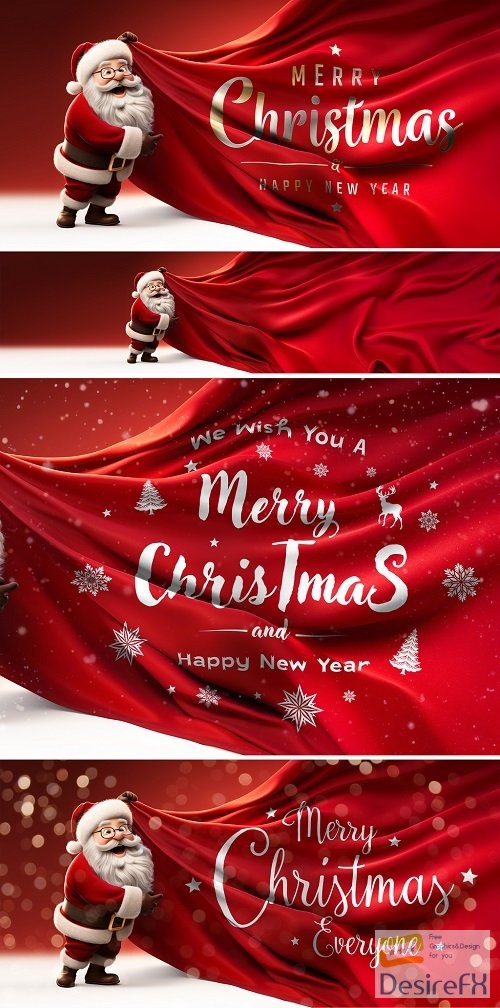 Santa Claus Holding A Red Sheet For Christmas Greetings Mockup. Generative Ai - 678082463