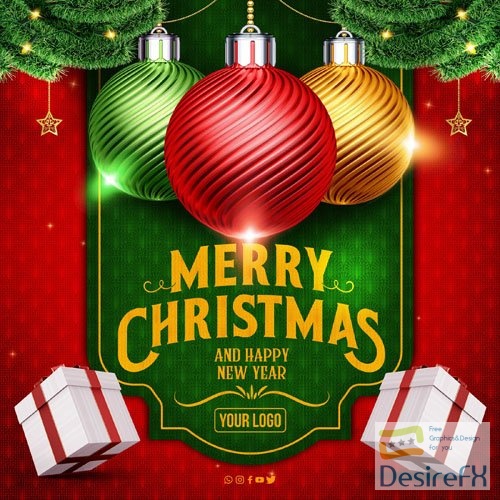 Social media feed happy instagram merry christmas and new year