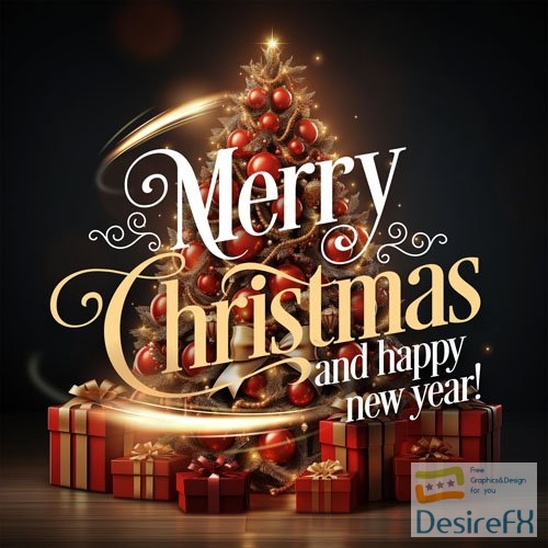 Social media feed merry christmas and happy year