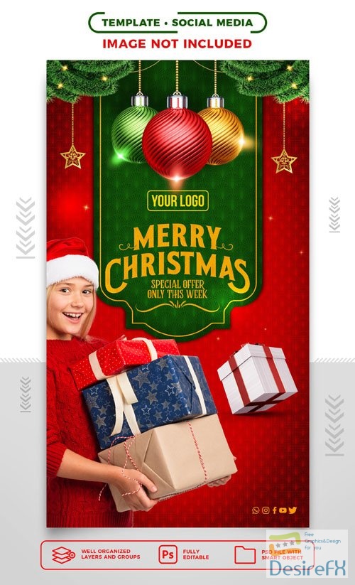 Social Media stories Post Design Template for Christmas Sale
