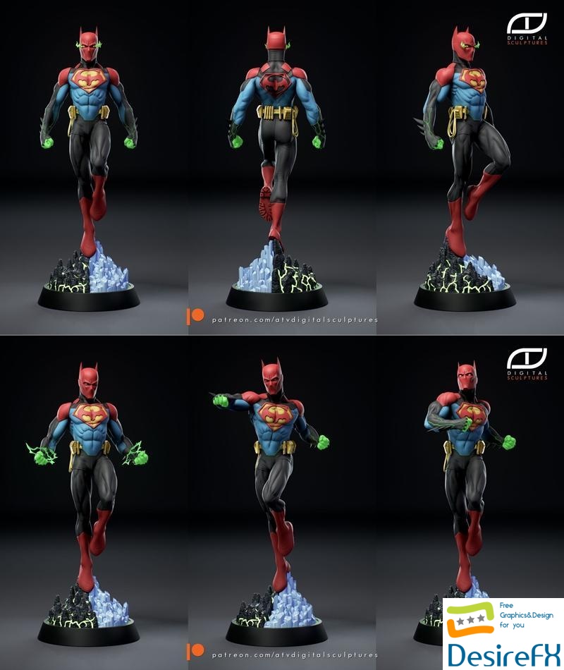 SuperBat - Superman and Batman Fusion 3D Print