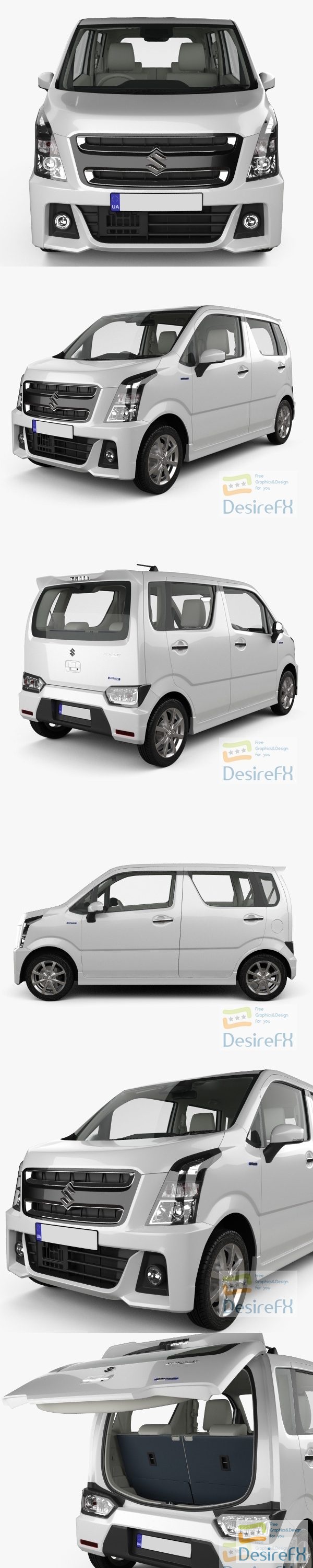 Suzuki Wagon R Stingray hybrid with HQ interior 2021 3D Model