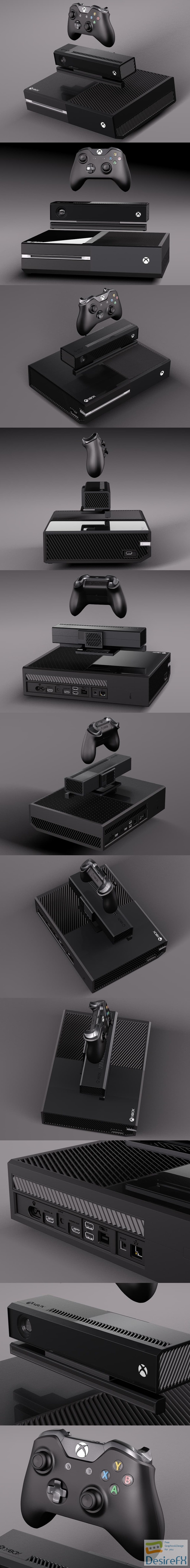 Xbox One with Kinect 3D Model