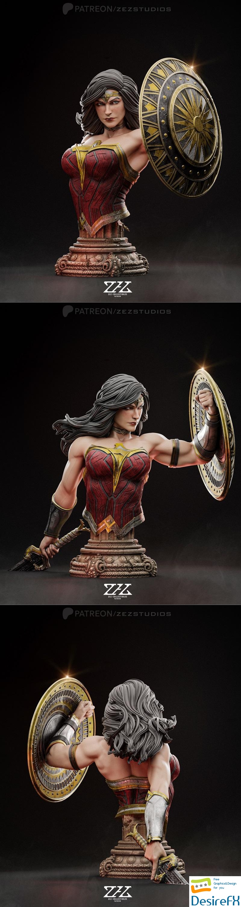 ZEZ Studios - Wonder Woman Bust 3D Print