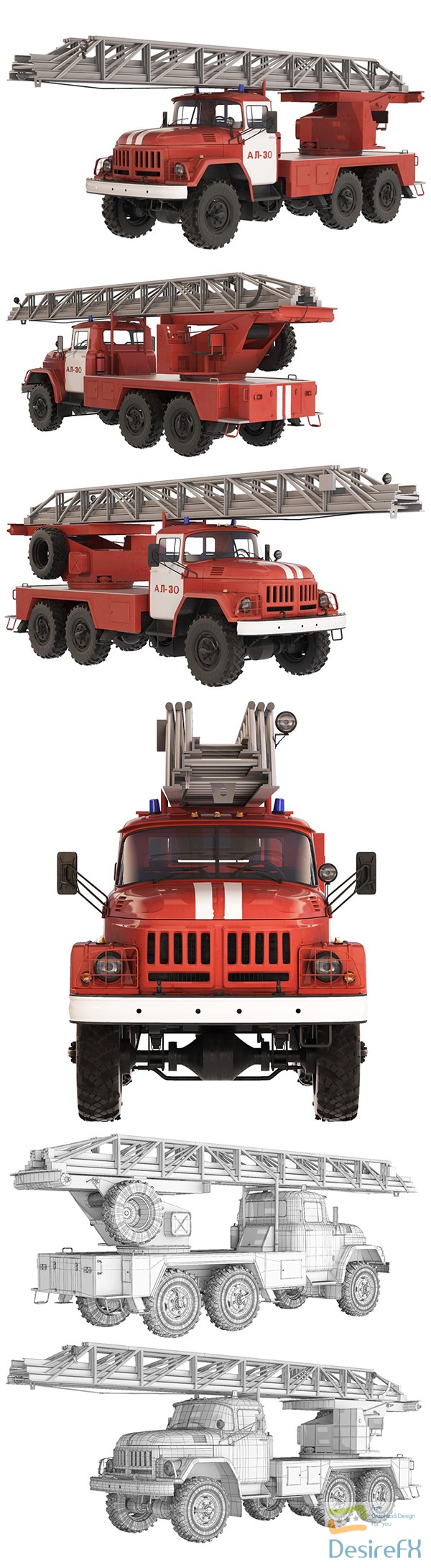 Zil 131 Al-30 Fire Truck 1988 3D Model
